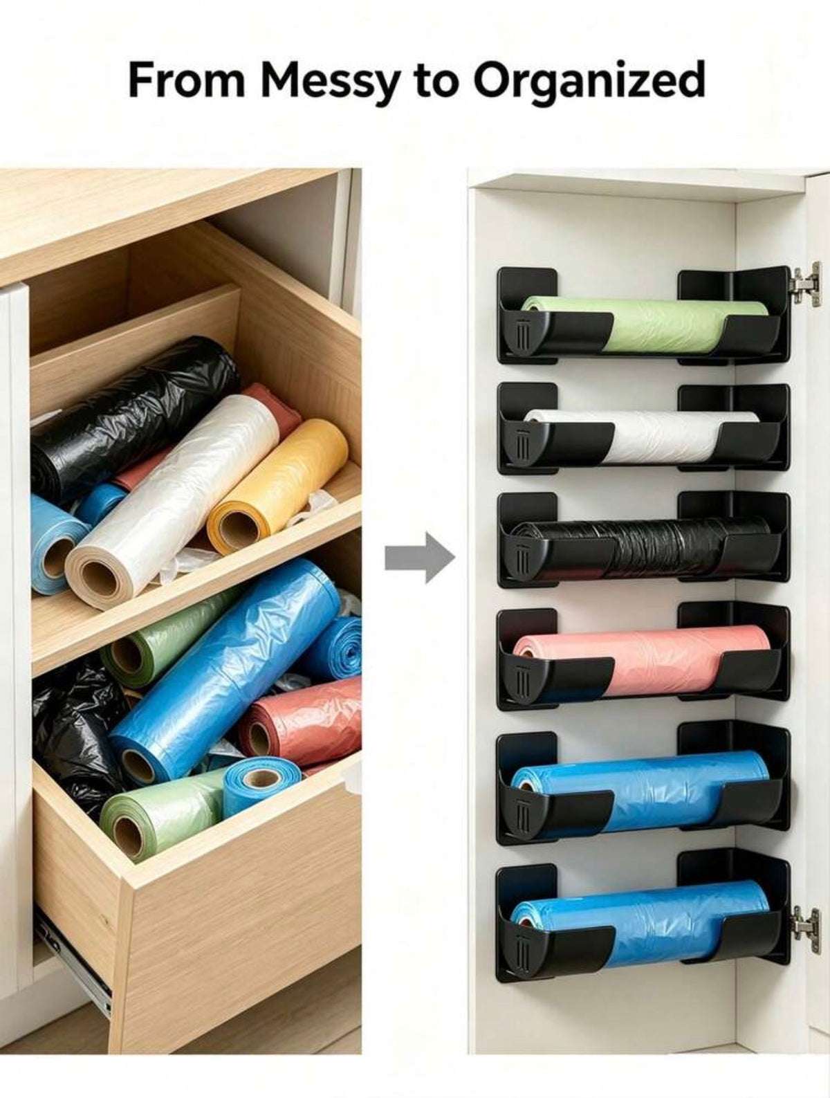 4pcs Trash Bag Storage Rack, Wall-Mounted Trash Bag