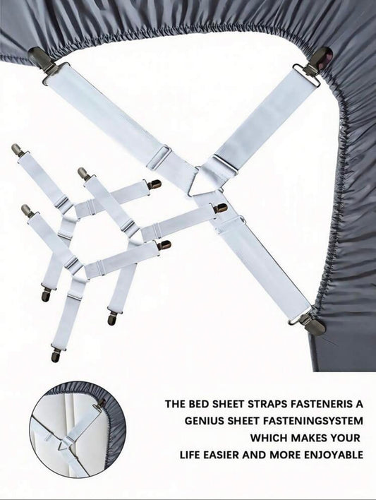 4-Piece Adjustable Bed Sheet Fasteners &amp; Holder Straps
