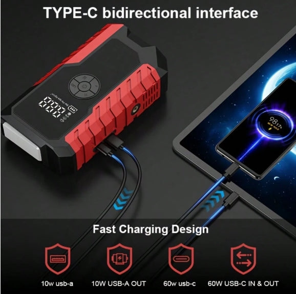 Portable Car Jump Starter With Air Compressor, 150 PSI Car Tire Inflator, 5000A