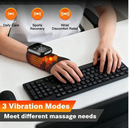 Hailicare 3-Mode Vibration & 3-Level Heating Wrist Massager Support, Relieves Mouse Fatigue, Ambidextrous