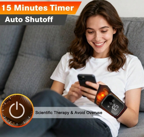 Hailicare 3-Mode Vibration & 3-Level Heating Wrist Massager Support, Relieves Mouse Fatigue, Ambidextrous