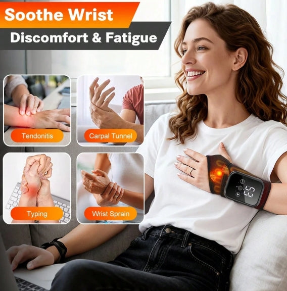 Hailicare 3-Mode Vibration & 3-Level Heating Wrist Massager Support, Relieves Mouse Fatigue, Ambidextrous