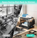 2-Tier Golden Dish Drying Rack with Drainboard
