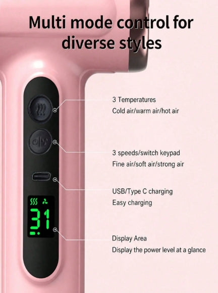 Teckwe Portable USB Rechargeable Hair Dryer