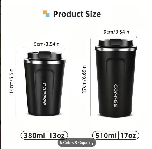 Stainless Steel Insulated Coffee Cup Portable Leak-Proof Travel Mug