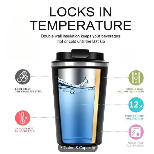 Stainless Steel Insulated Coffee Cup Portable Leak-Proof Travel Mug