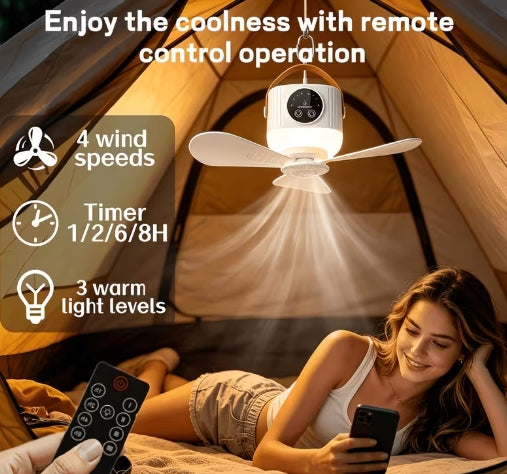 Portable LED Remote Ceiling Fan with Light