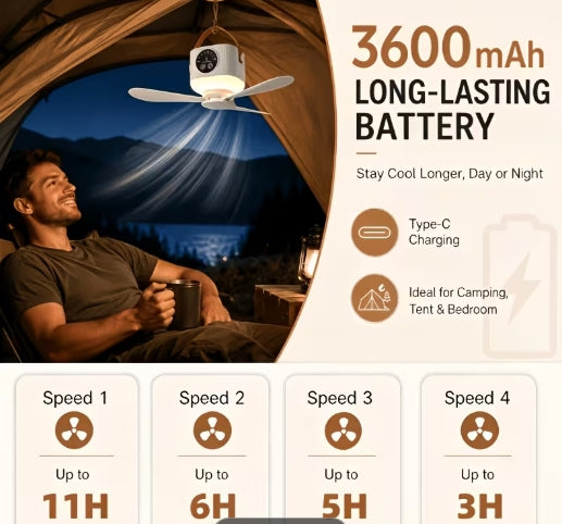 Portable LED Remote Ceiling Fan with Light