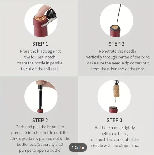 Portable Air Pressure Wine Bottle Opener